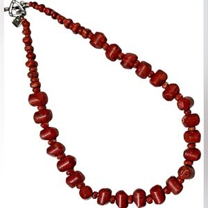 Retired Rare Silpada Chunky Beaded Red Sponge Coral Necklace N1351